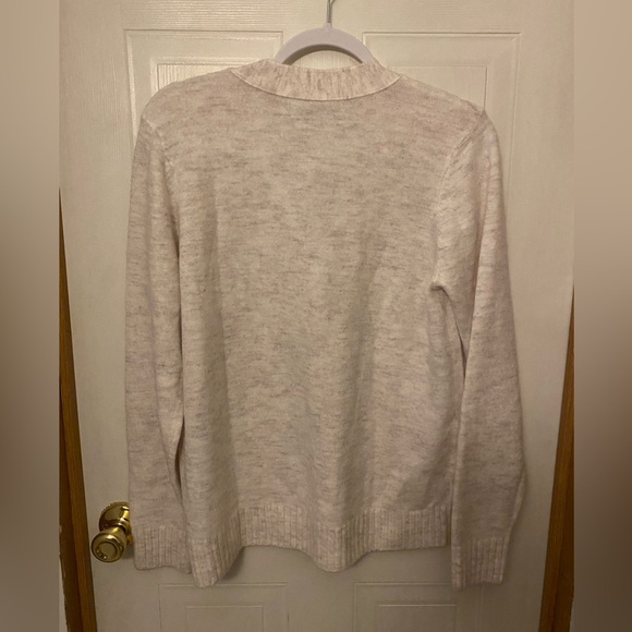 LOFT Soft Marled Cream Button-Up V-Neck Cardigan NWT - Picture 2 of 7